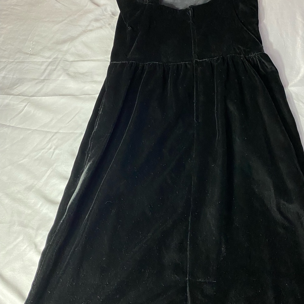 Vintage 80s Lanz Originals Black Velvet Midi Pencil Dress Size 12 - Picture 3 of 5
